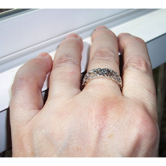 925 STERLING SILVER Celtic Autumn Open Work Eternity Band Ring - Picture 6 of 15